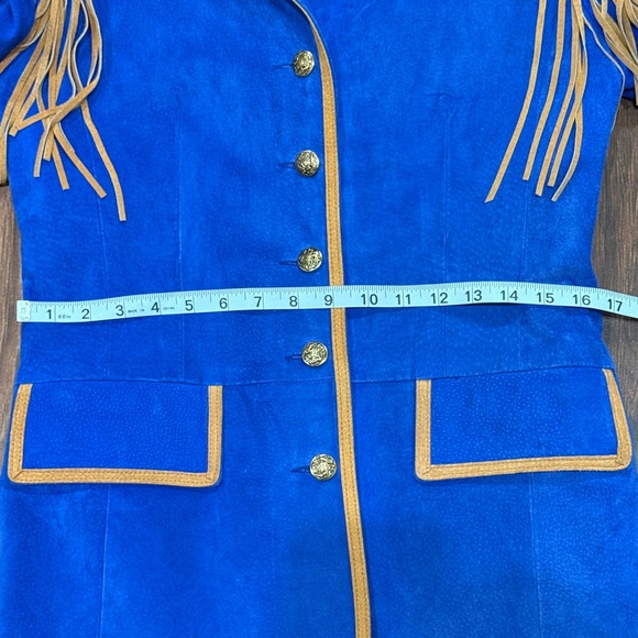Vintage Frontier Collection Small Royal Blue Fringe Beaded Western Native Jacket - Picture 6 of 7